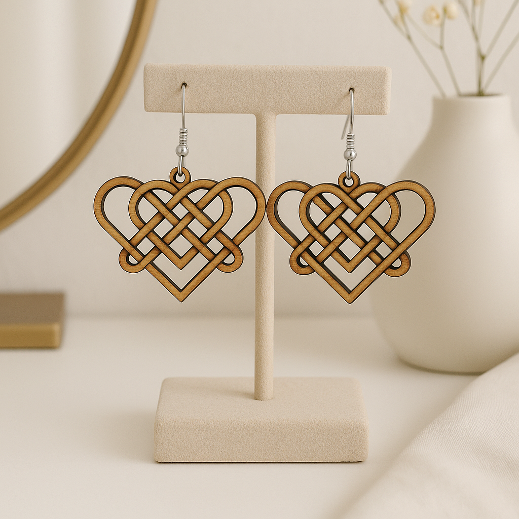 Double Love Knot Earrings – Celtic Wooden Design