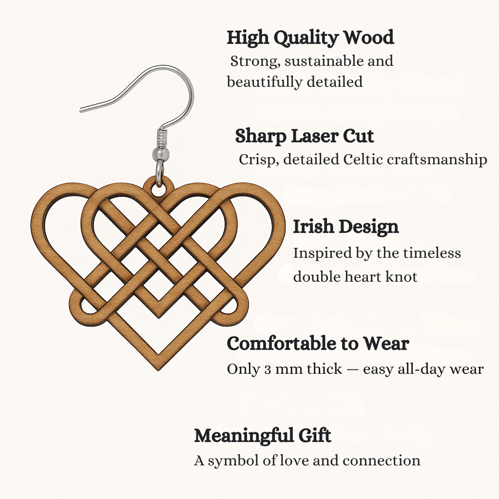 Double Love Knot Earrings – Celtic Wooden Design