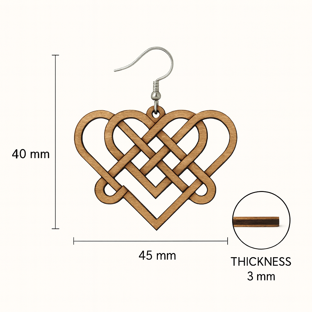 Double Love Knot Earrings – Celtic Wooden Design