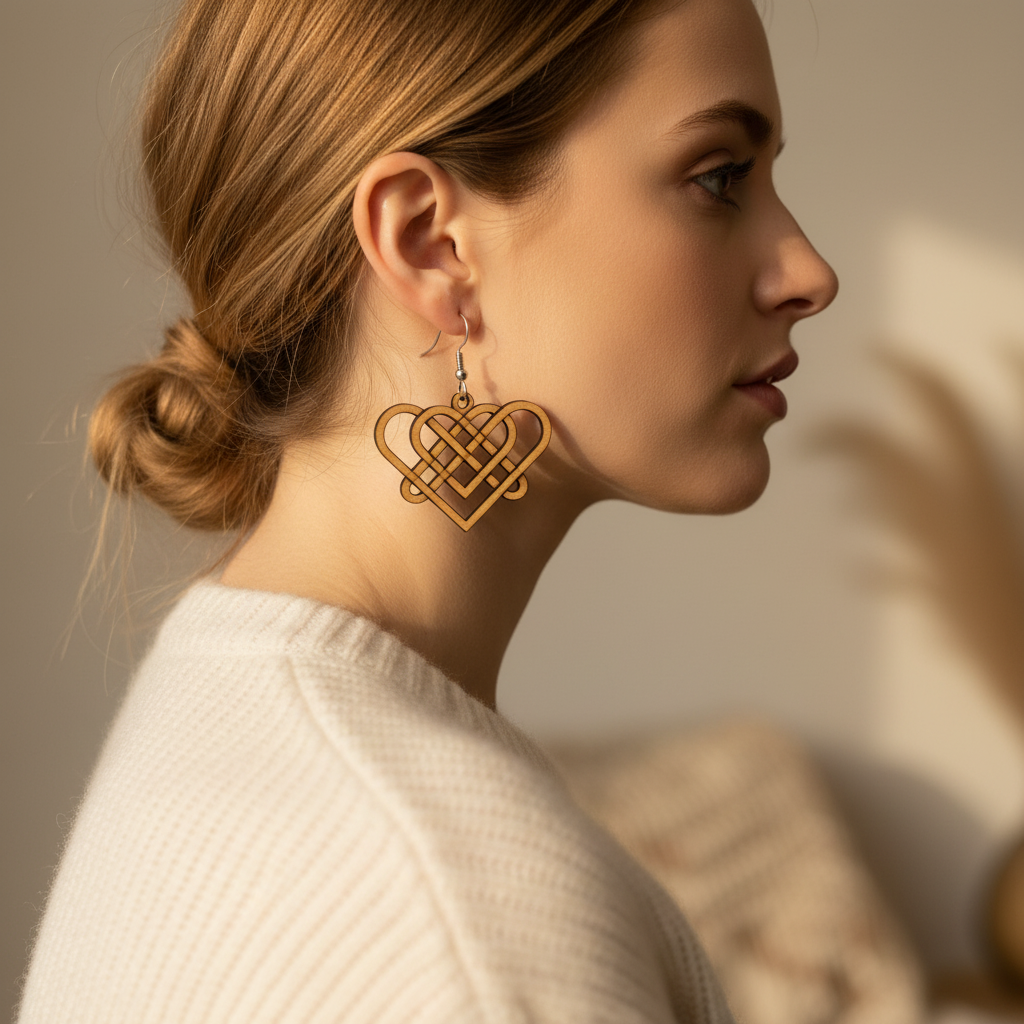 Double Love Knot Earrings – Celtic Wooden Design