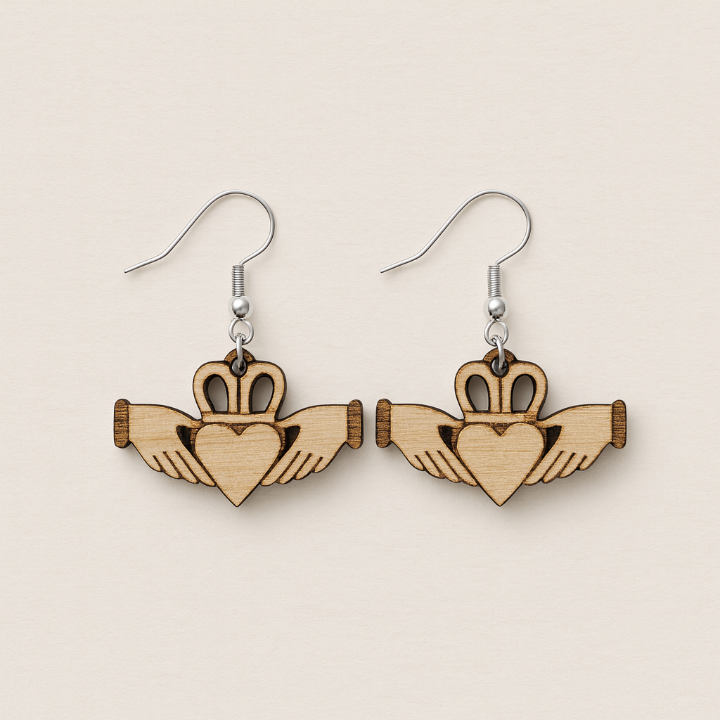 Claddagh Earrings – Irish Wooden Design