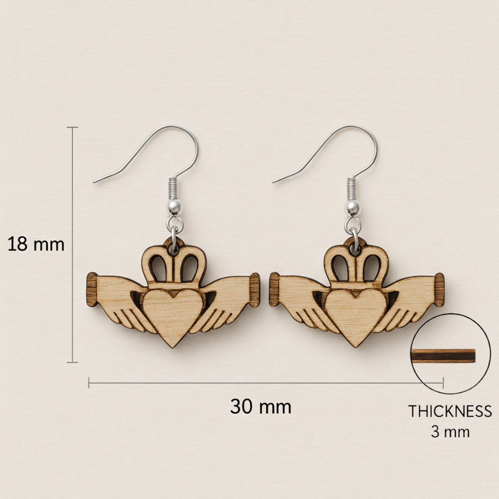 Claddagh Earrings – Irish Wooden Design