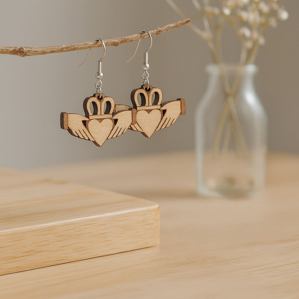 Claddagh Earrings – Irish Wooden Design