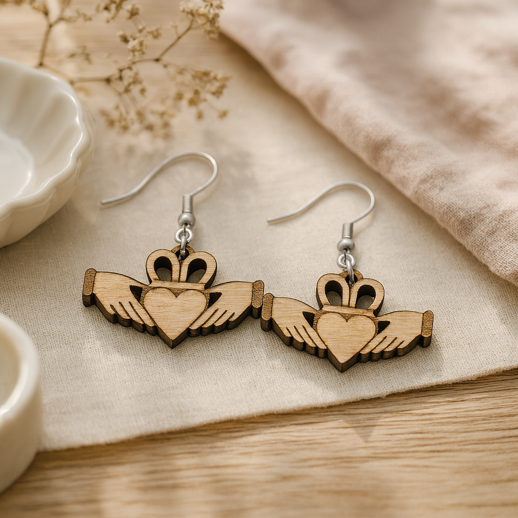 Claddagh Earrings – Irish Wooden Design