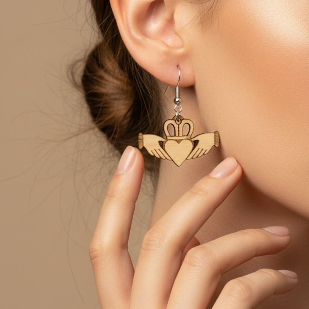 Claddagh Earrings – Irish Wooden Design