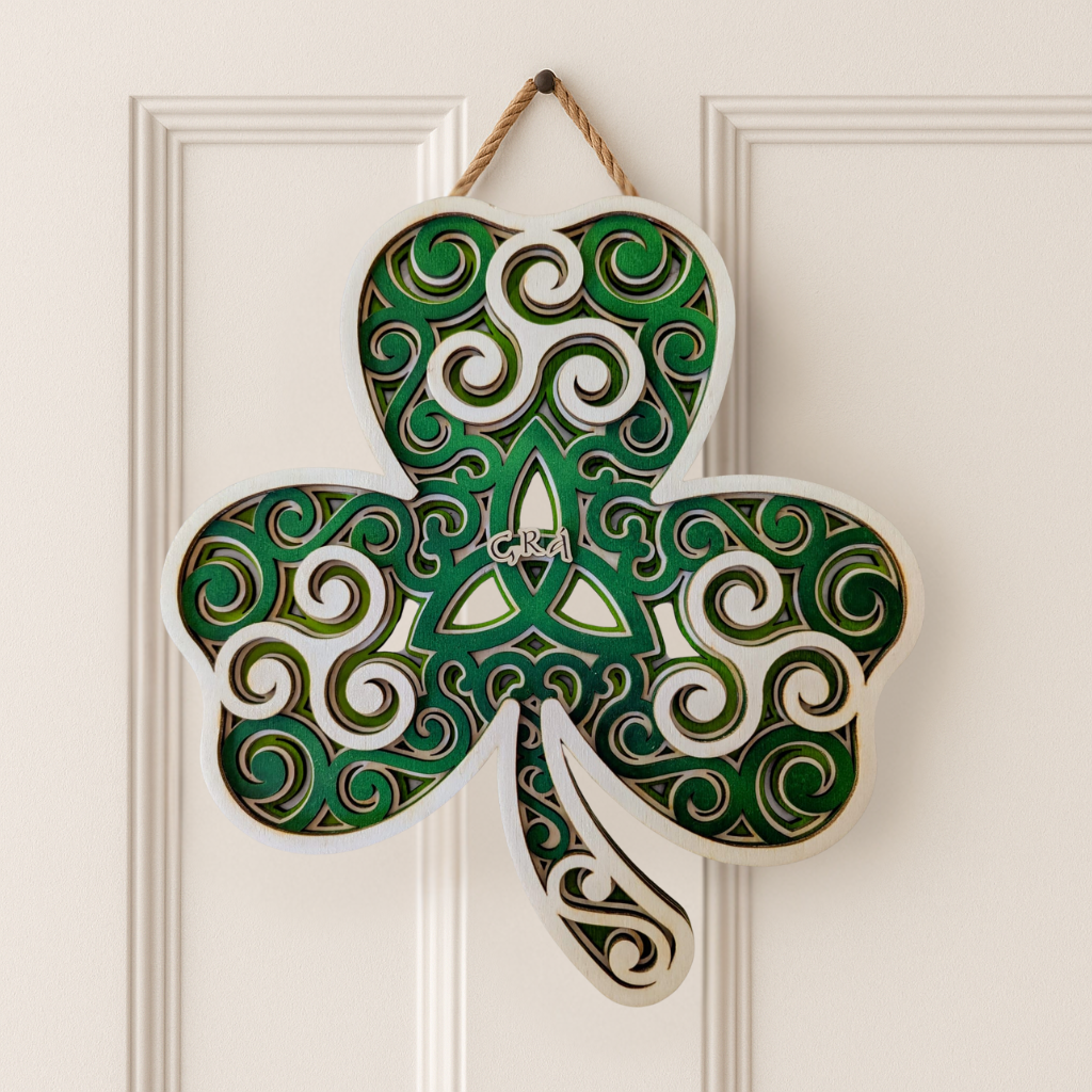 Layered Celtic Shamrock – Handcrafted Irish Wall Art