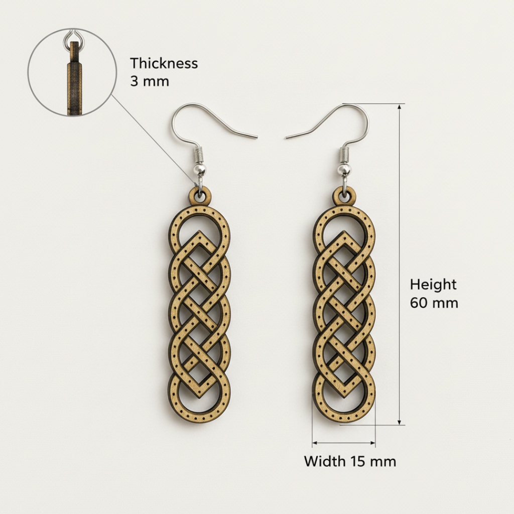 Long Celtic Knot Earrings – Irish Wooden Design