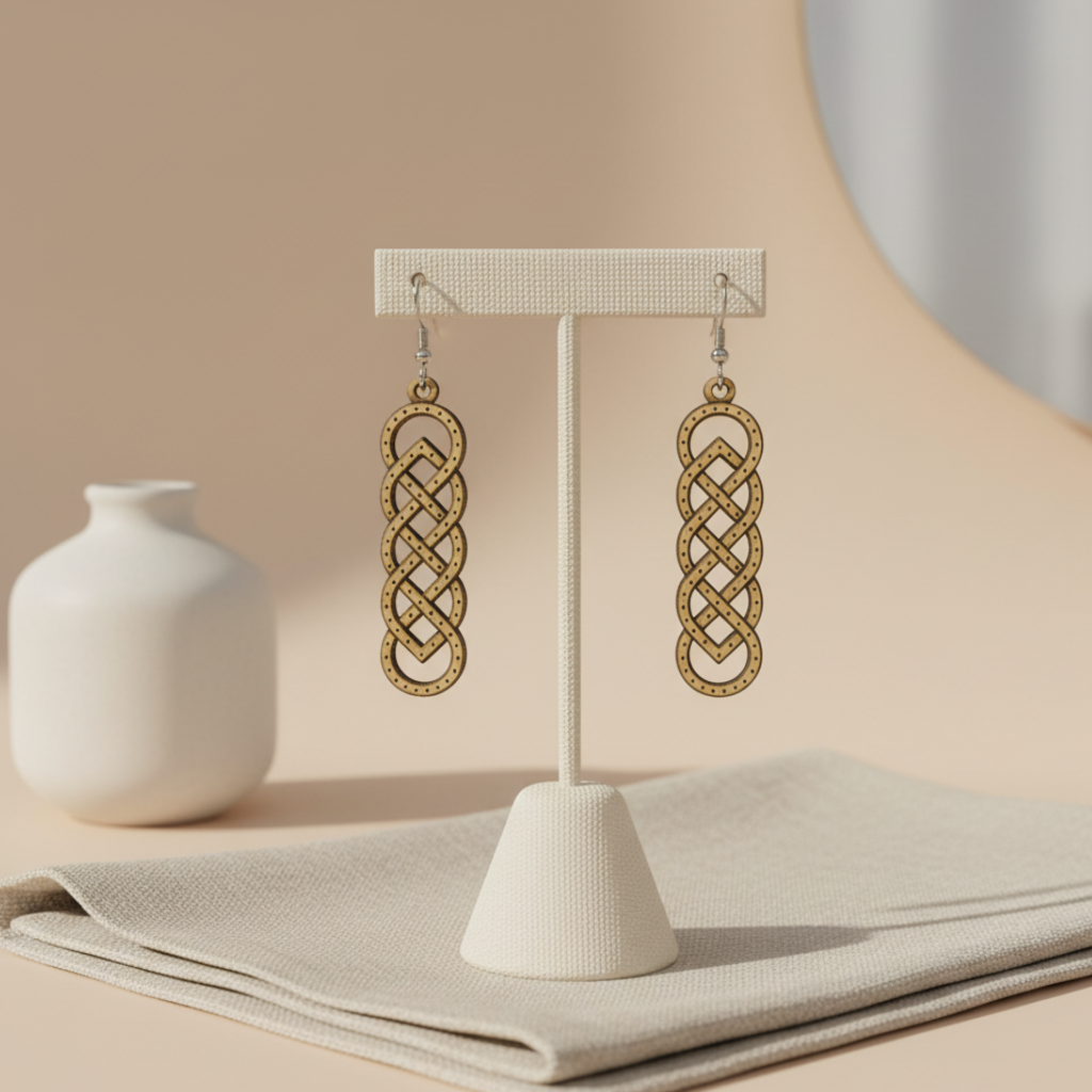 Long Celtic Knot Earrings – Irish Wooden Design
