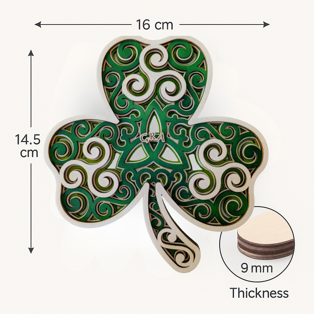 Layered Celtic Shamrock – Handcrafted Irish Wall Art