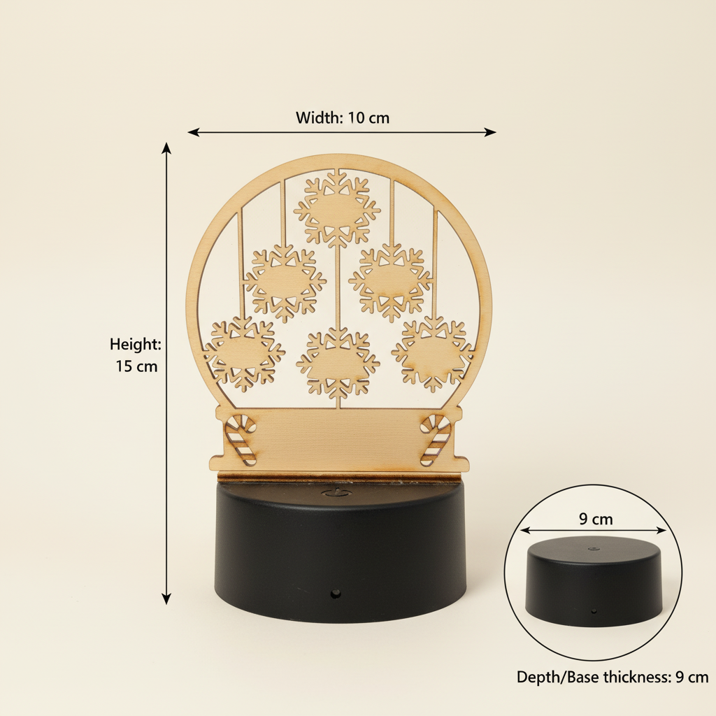 Personalised Family Christmas LED Lamp – Snowflake Design