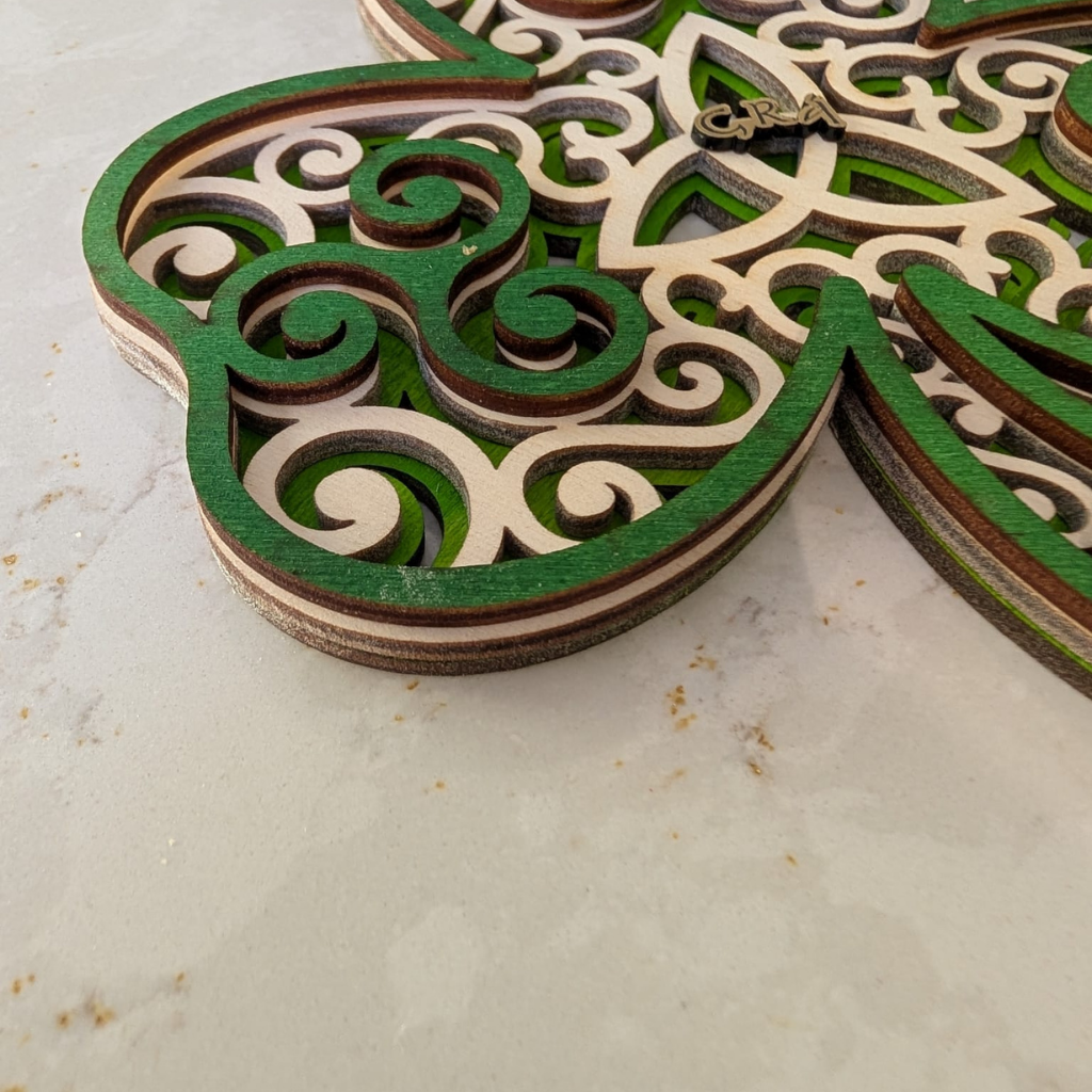 Layered Celtic Shamrock – Handcrafted Irish Wall Art