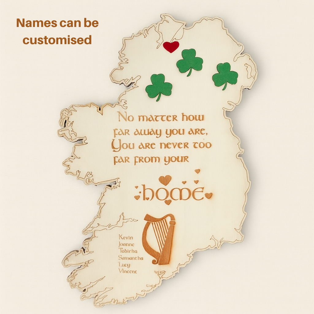 Ireland Home Map – Personalised Wooden Wall Sign