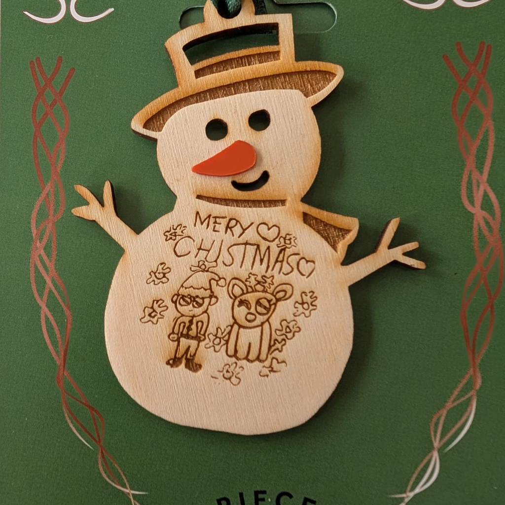 Personalised Kids’ Drawing Snowman Ornament