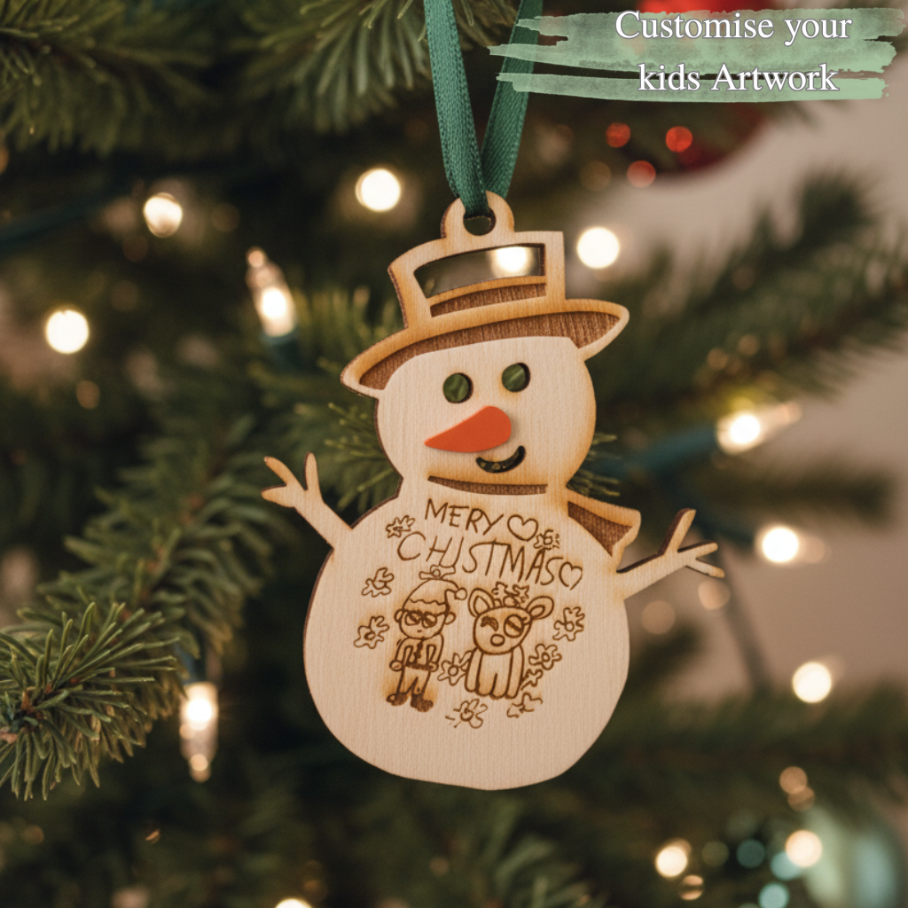 Personalised Kids’ Drawing Snowman Ornament