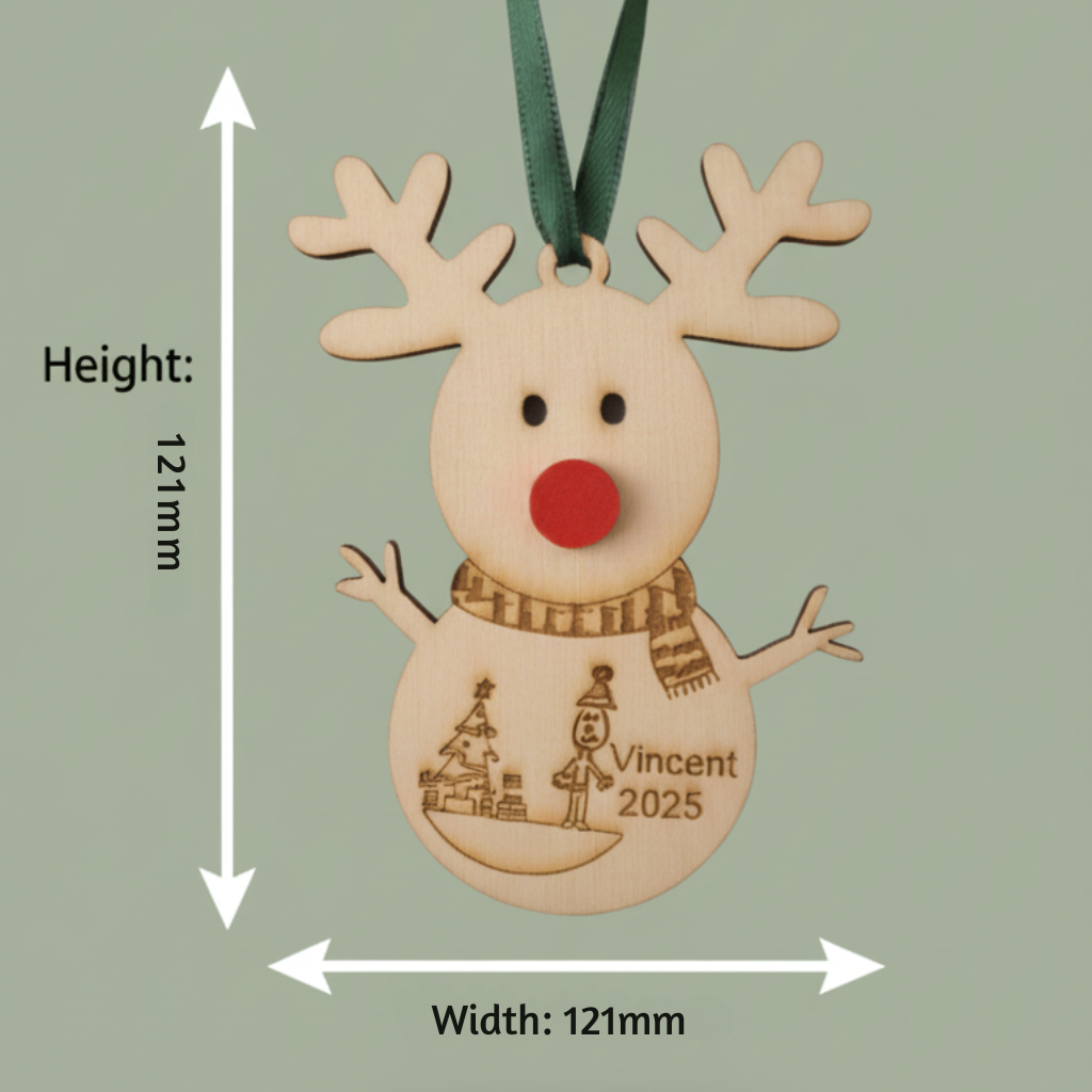 Personalised Kids’ Drawing Reindeer Ornament