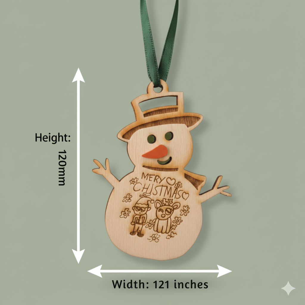 Personalised Kids’ Drawing Snowman Ornament