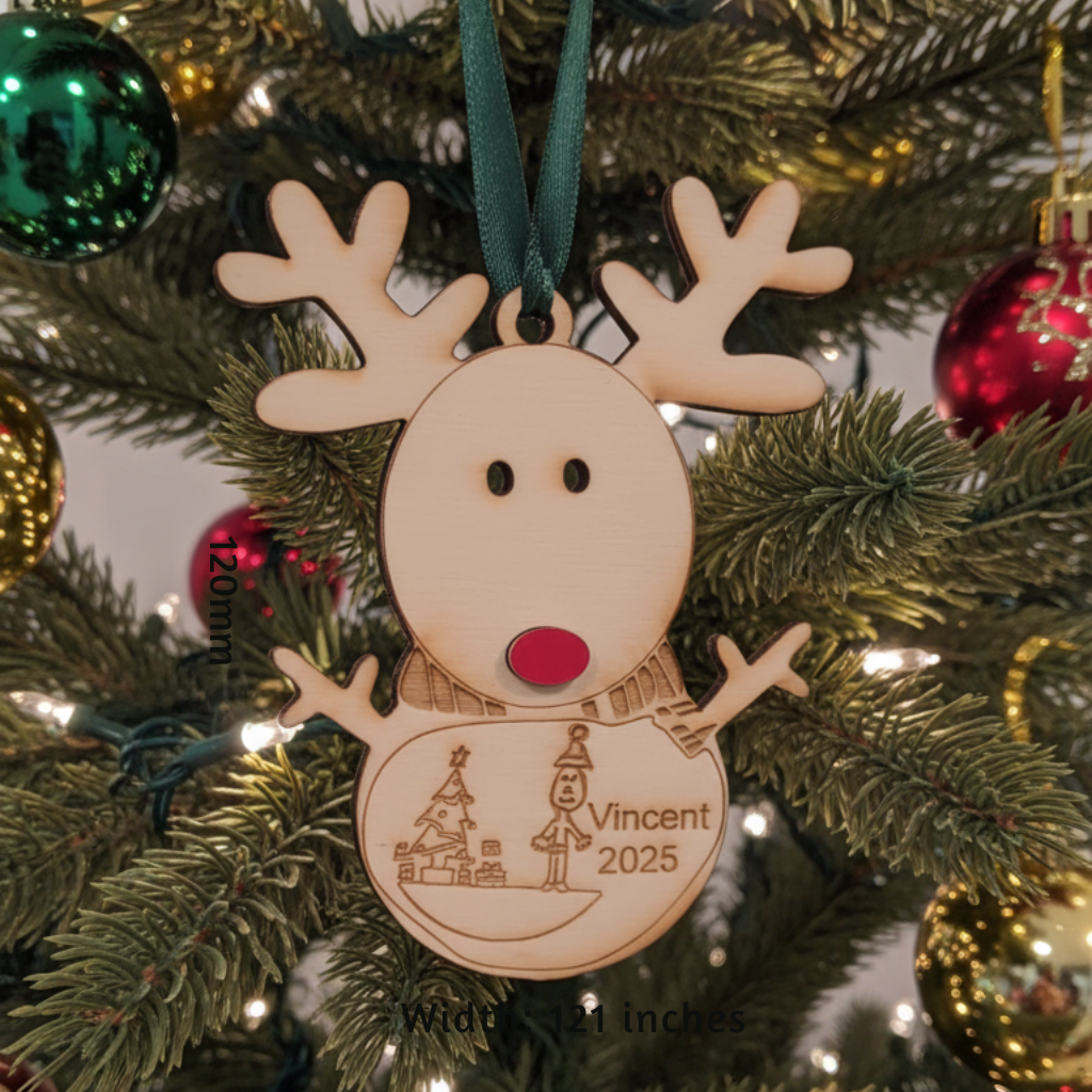 Personalised Kids’ Drawing Reindeer Ornament