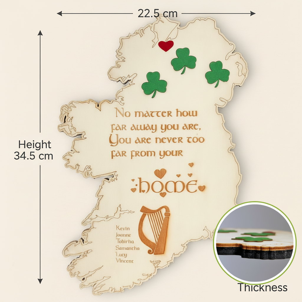 Ireland Home Map – Personalised Wooden Wall Sign
