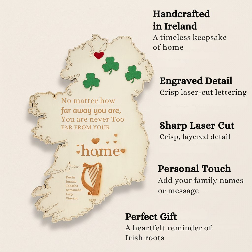 Ireland Home Map – Personalised Wooden Wall Sign