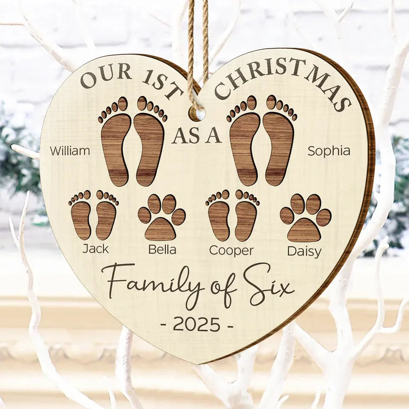Family Footprint Ornament – “Our 1st Christmas as a Family” Design