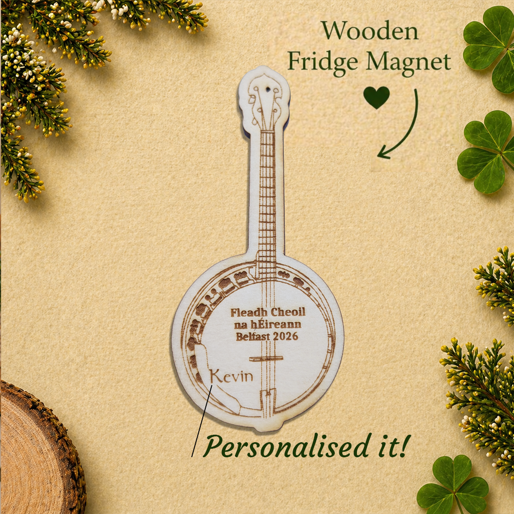 Personalised Comhaltas Fleadh Cheoil Belfast / Béal Feirste Banjo Fridge Magnet