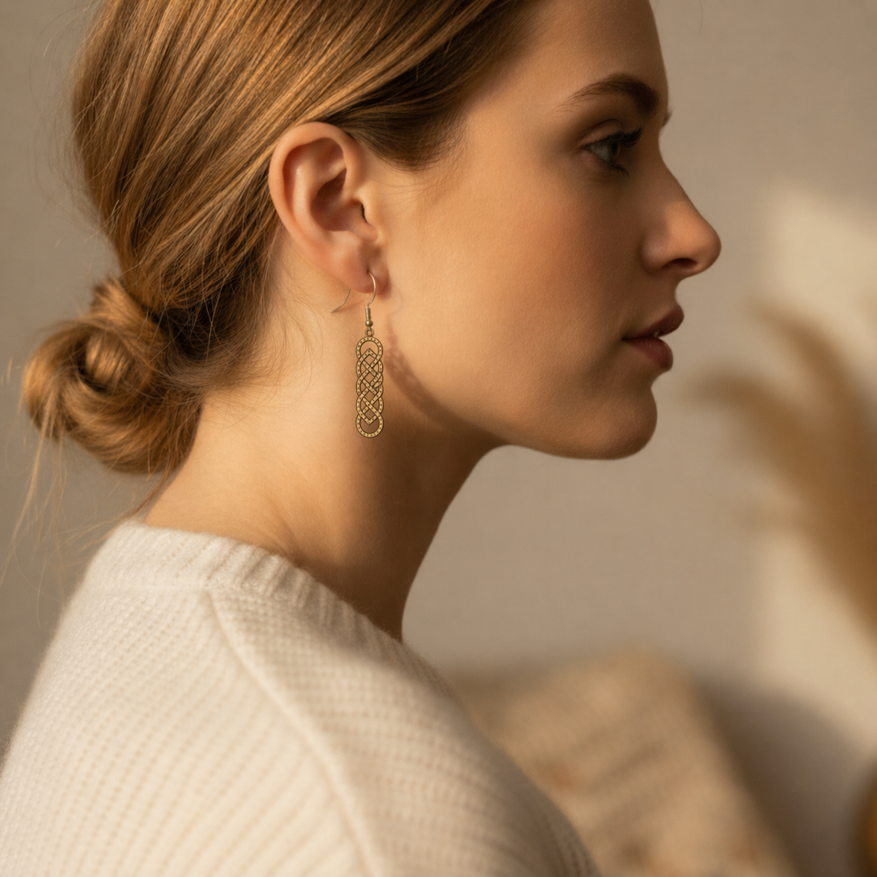 Long Celtic Knot Earrings – Irish Wooden Design