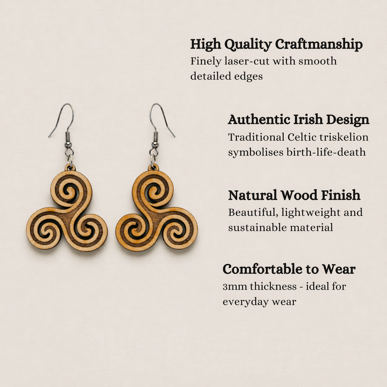 Irish triskelion (triskele) Earrings - Celtic Design