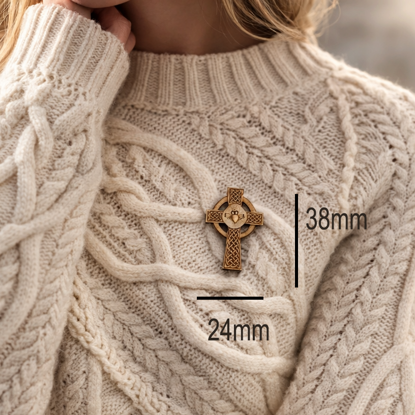 Laser Engraved Claddagh Cross Pin – A Symbol of Love, Loyalty & Faith
