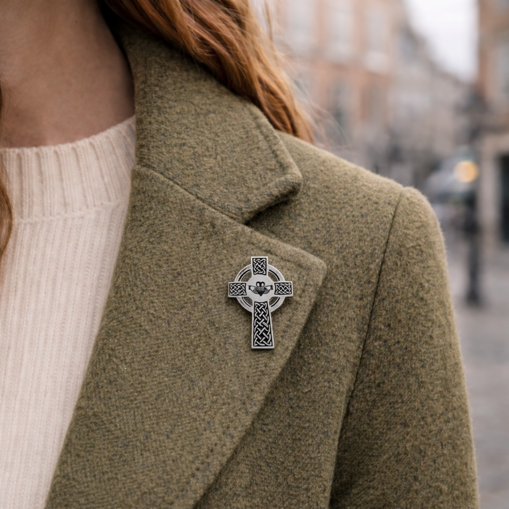Celtic Claddagh Cross Pin Range