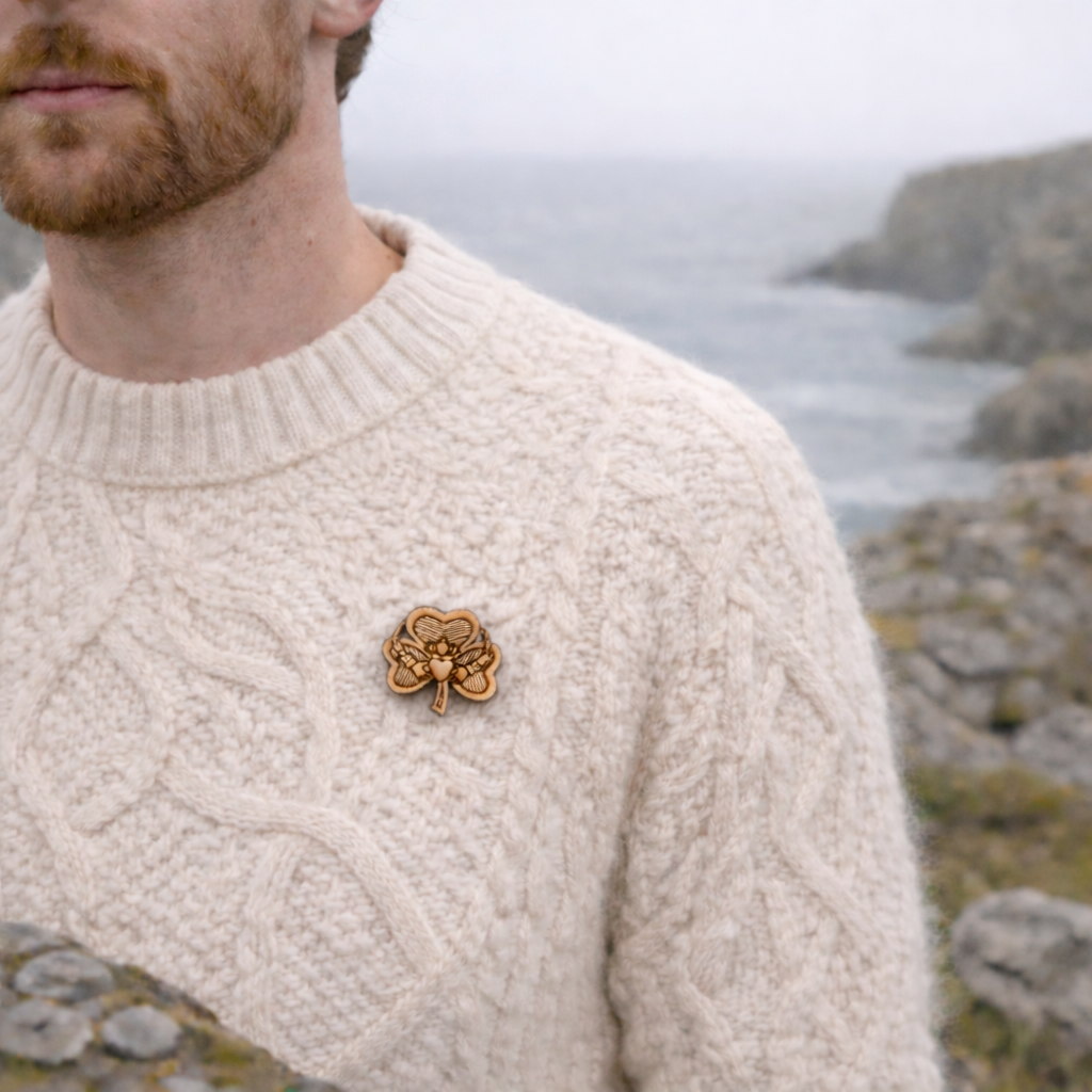 Claddagh Shamrock Pin – Love, Loyalty & Irish Luck