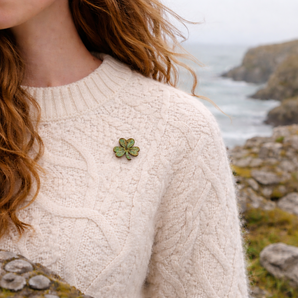Irish Shamrock Poplar Wood Pin