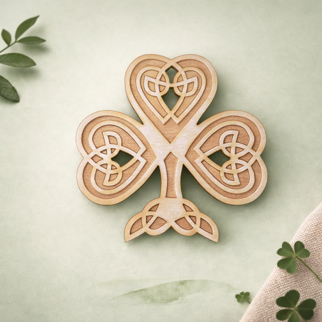 Laser Engraved Celtic Shamrock Magnet