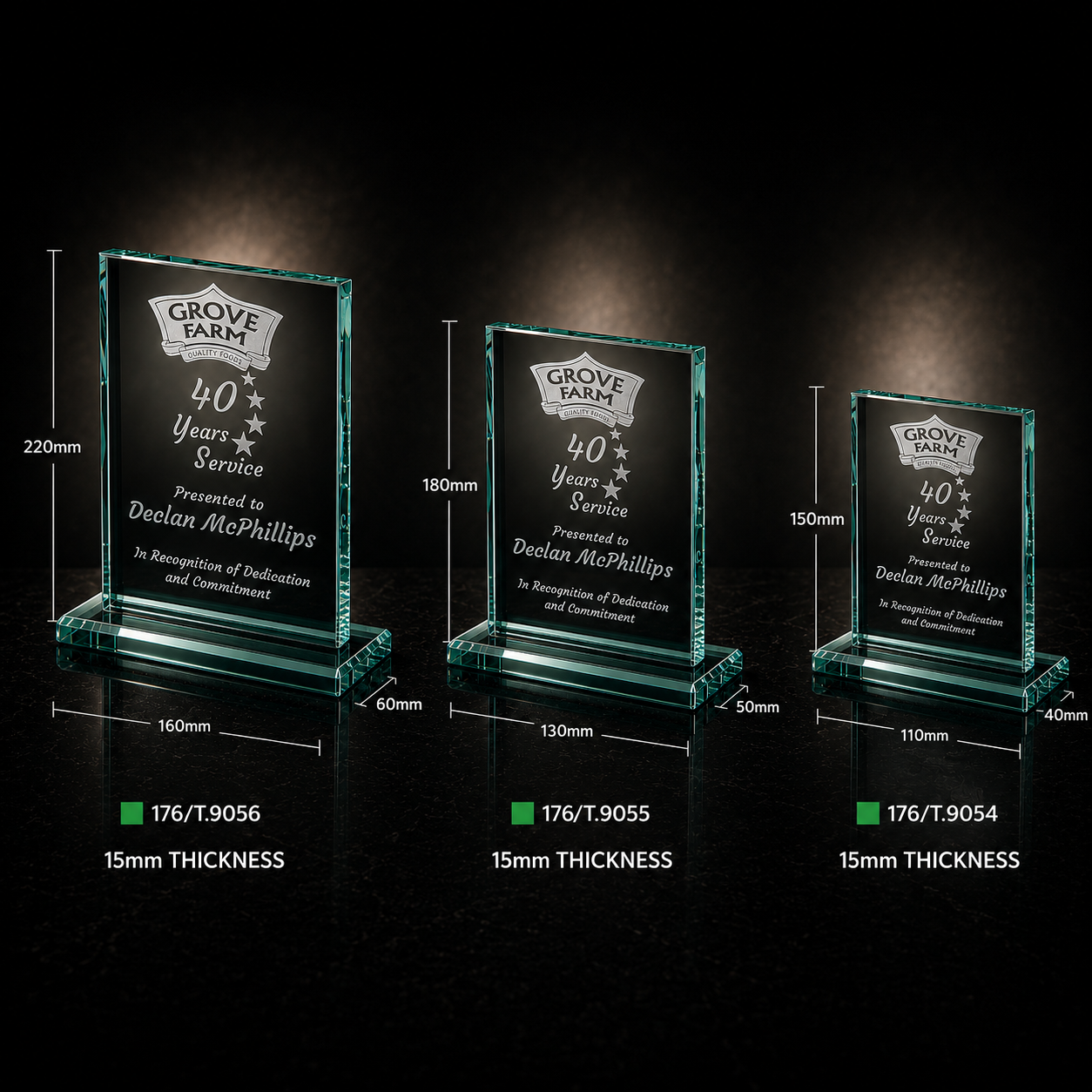 Rectangular Personalised Glass Award – Custom Engraved Trophy