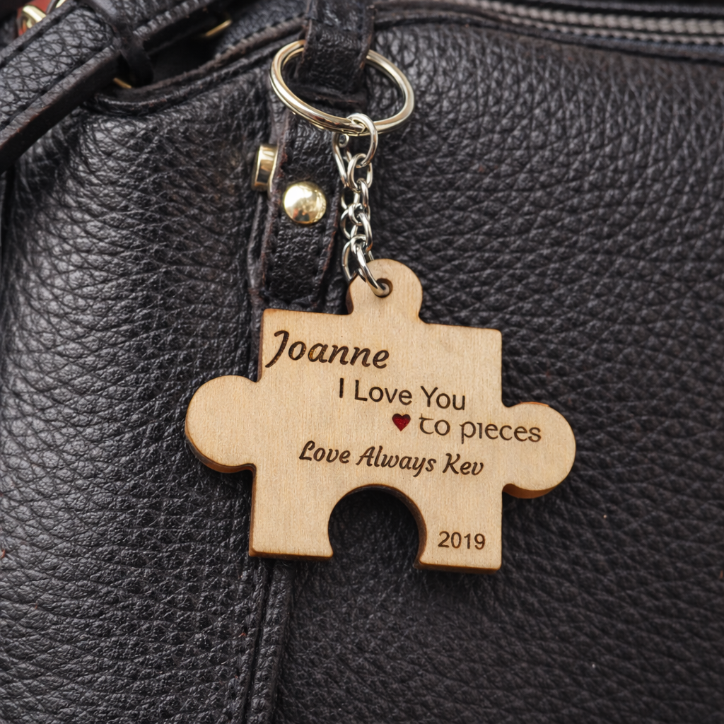 I Love You to Pieces - Personalised Puzzle Keyring