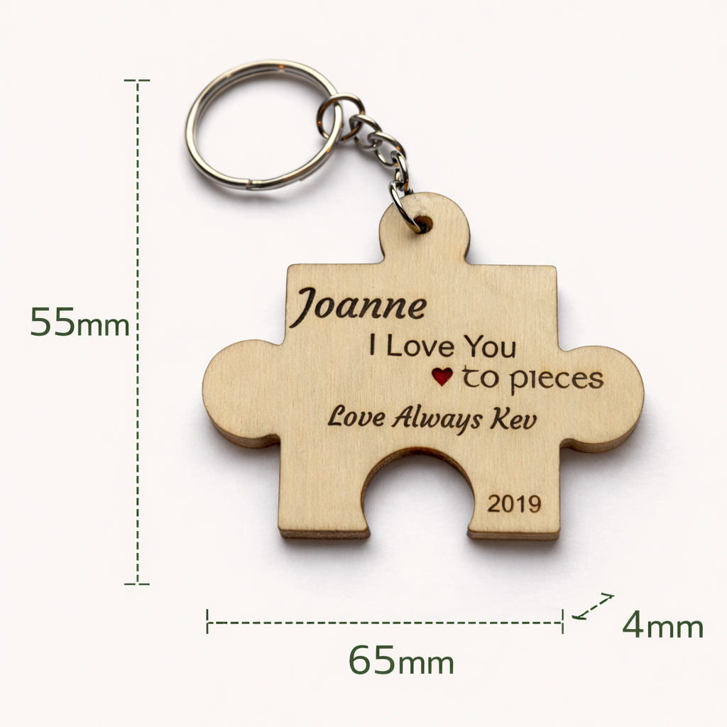 I Love You to Pieces - Personalised Puzzle Keyring