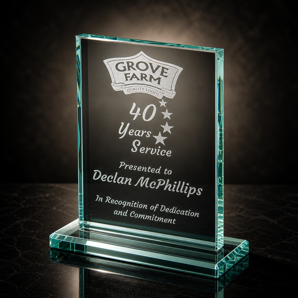 Rectangular Personalised Glass Award – Custom Engraved Trophy