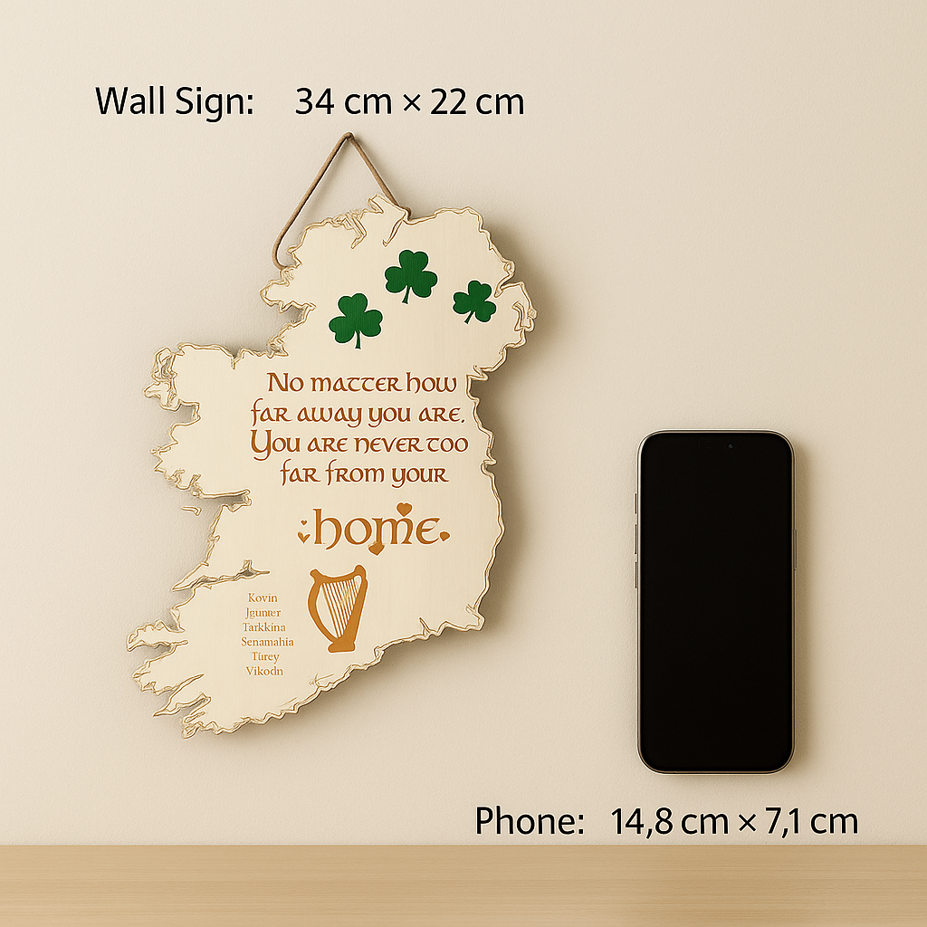 Ireland Home Map – Personalised Wooden Wall Sign