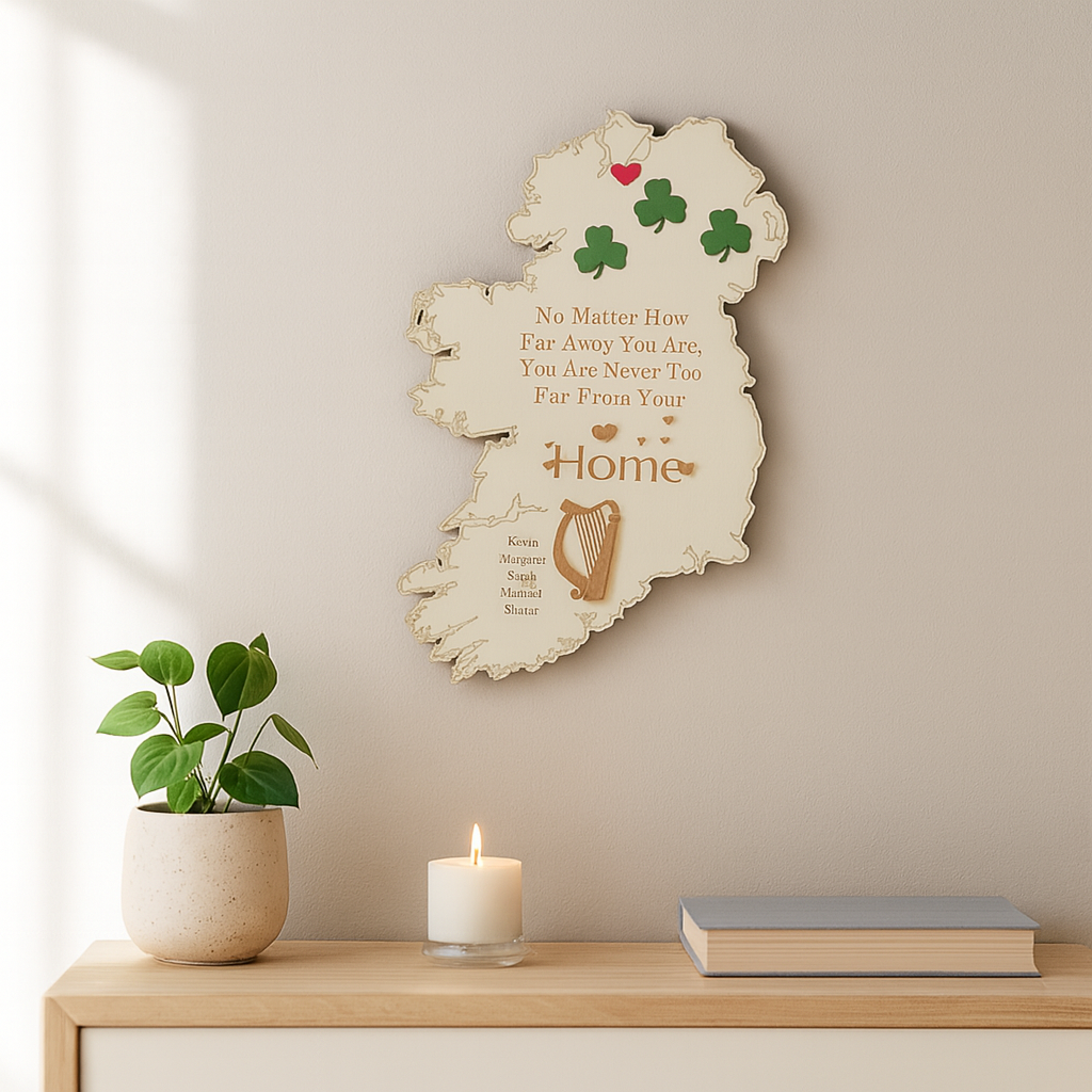 Ireland Home Map – Personalised Wooden Wall Sign