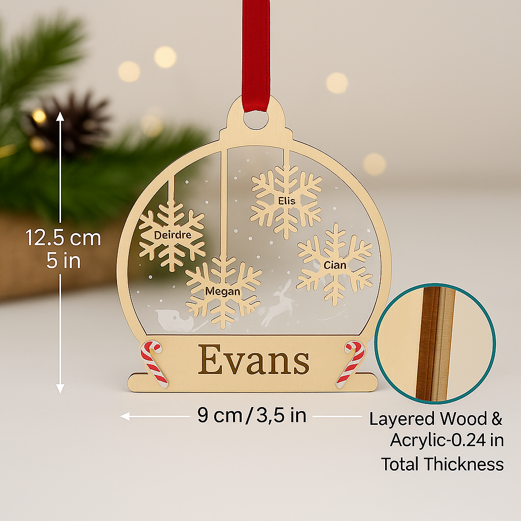 Family Snowflake Ornament – Personalised “Our Tree” Design