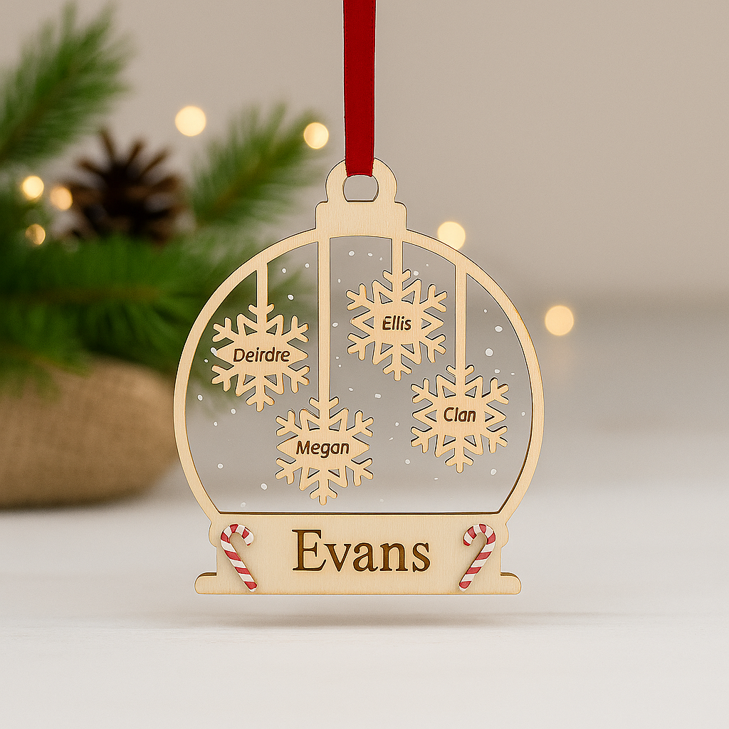 Family Snowflake Ornament – Personalised “Our Tree” Design