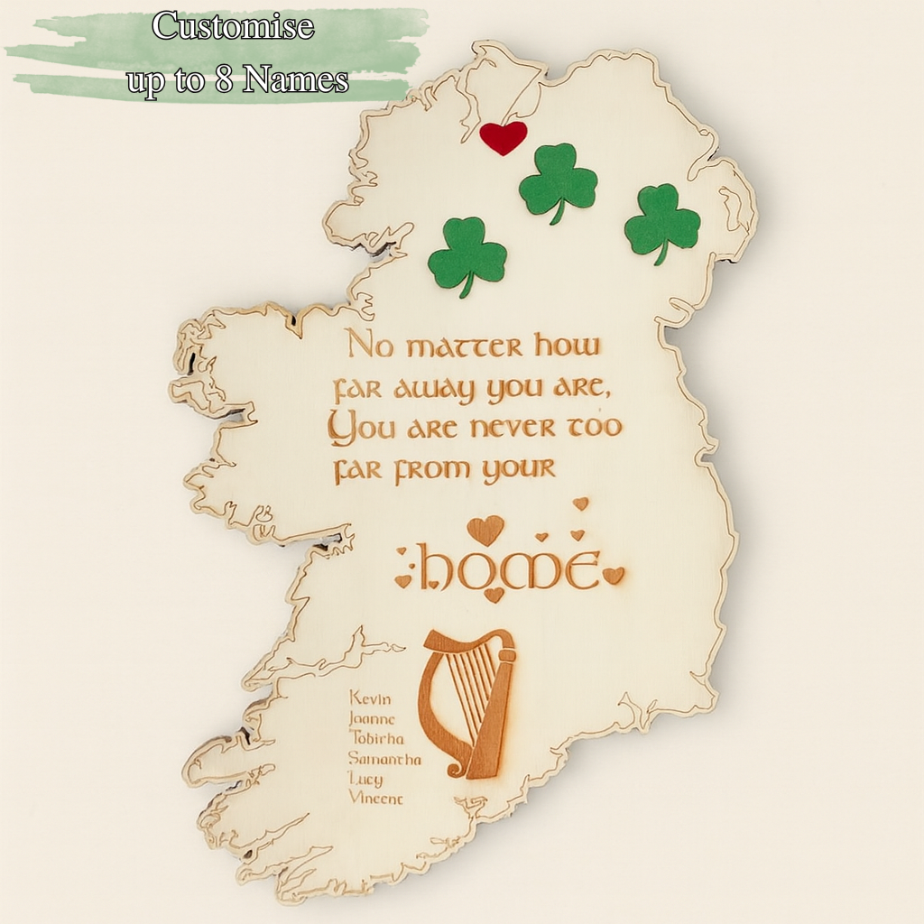Ireland Home Map – Personalised Wooden Wall Sign
