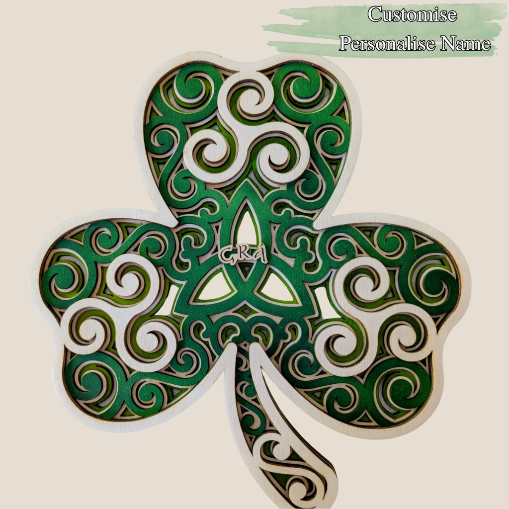 Layered Celtic Shamrock – Handcrafted Irish Wall Art