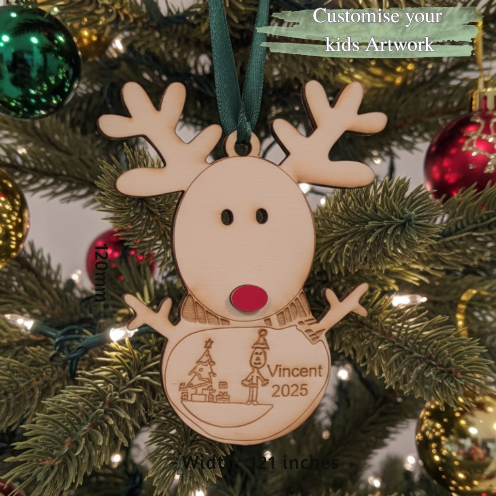 Personalised Kids’ Drawing Reindeer Ornament