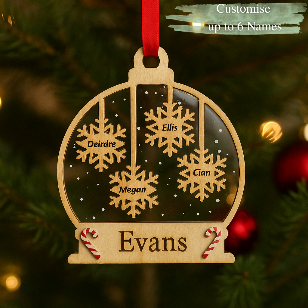 Family Snowflake Ornament – Personalised “Our Tree” Design