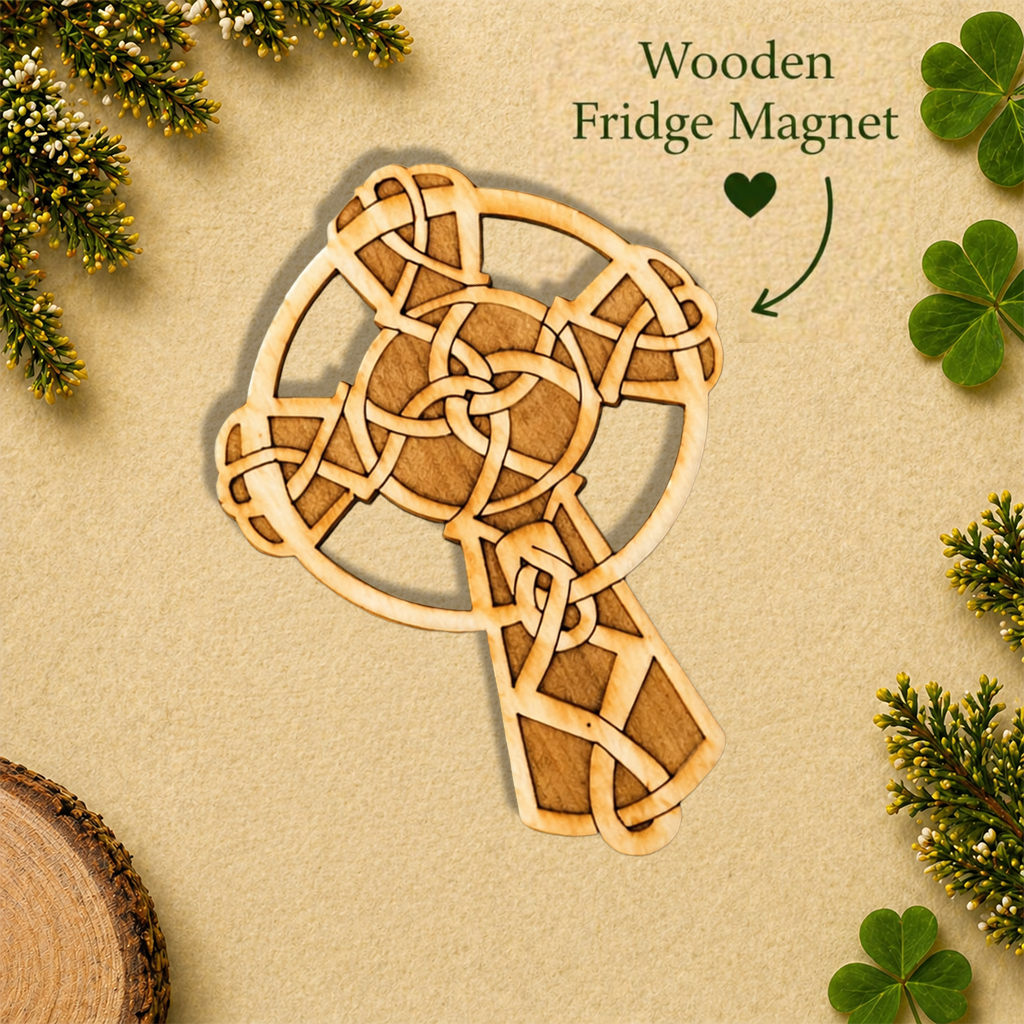 Celtic Cross Wooden Fridge Magnet