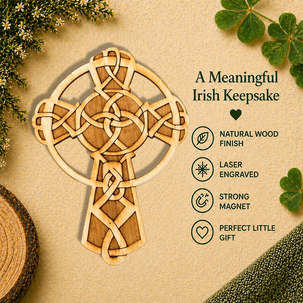 Celtic Cross Wooden Fridge Magnet