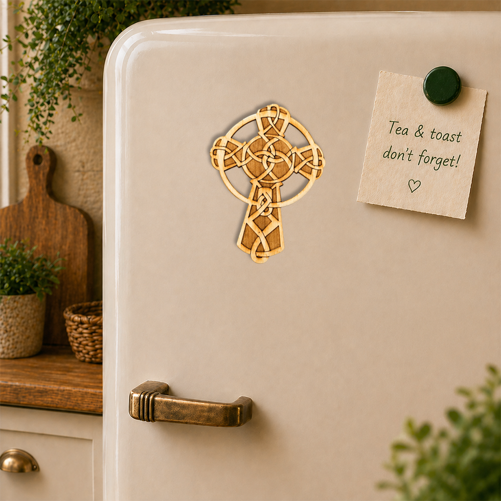 Celtic Cross Wooden Fridge Magnet