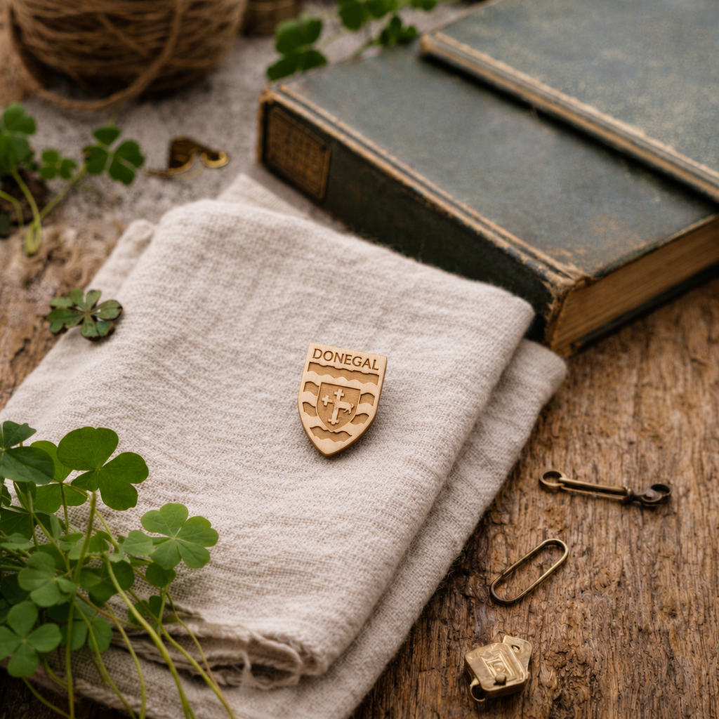 Donegal County Crest Wooden Pin Badge