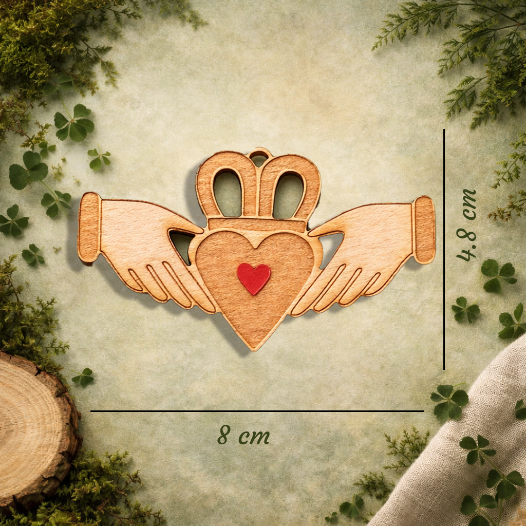 Claddagh Wooden Fridge Magnet with Red Heart