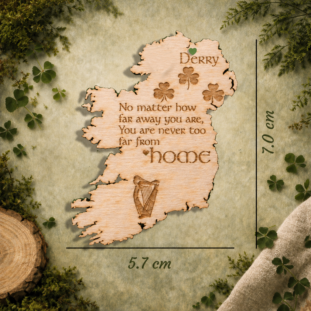 Irish Map Wooden Fridge Magnet – “Home” Irish Blessing